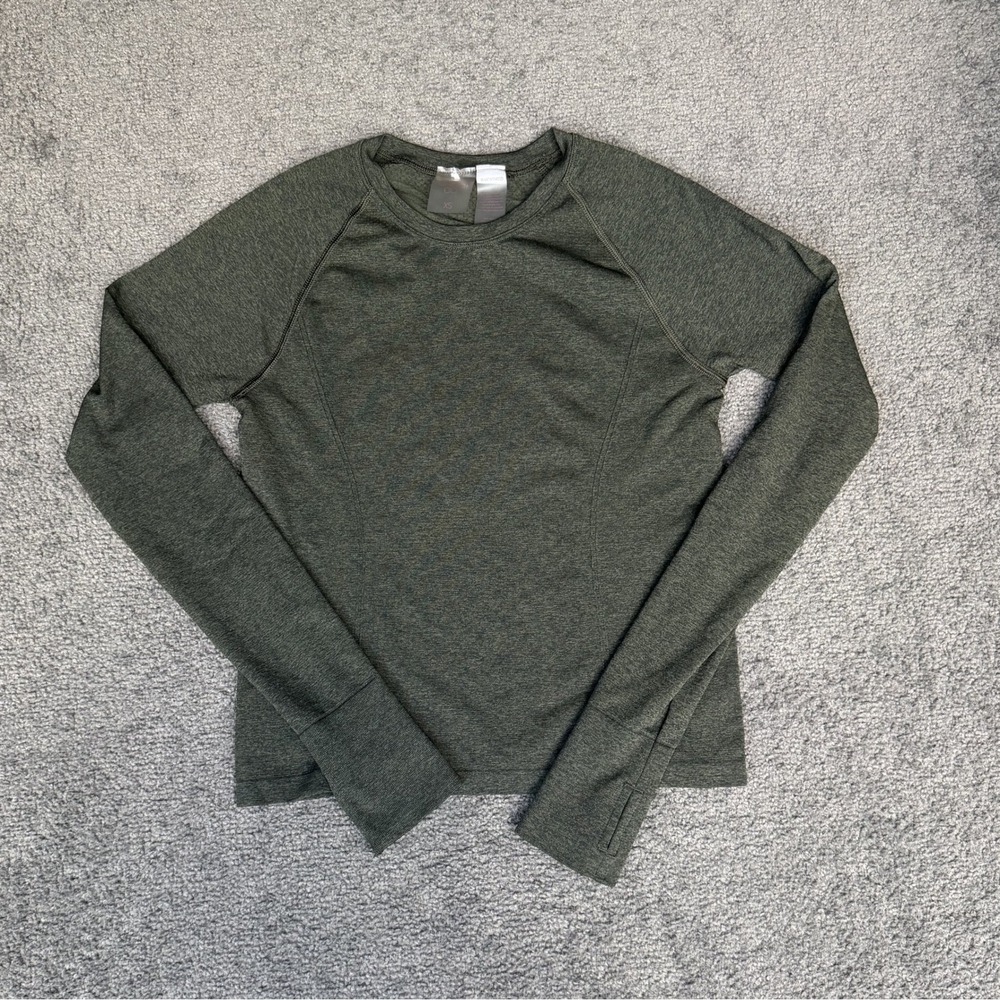 CALIA Carrie Underwood Olive Green Heather Long Sleeve Thumbhole Top XS
